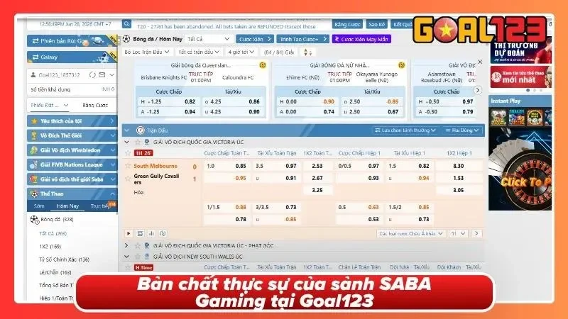 SABA Gaming Tại Goal123: Review Bảng Kèo Chuẩn Năm 2026 1 Chi tiết về sảnh game